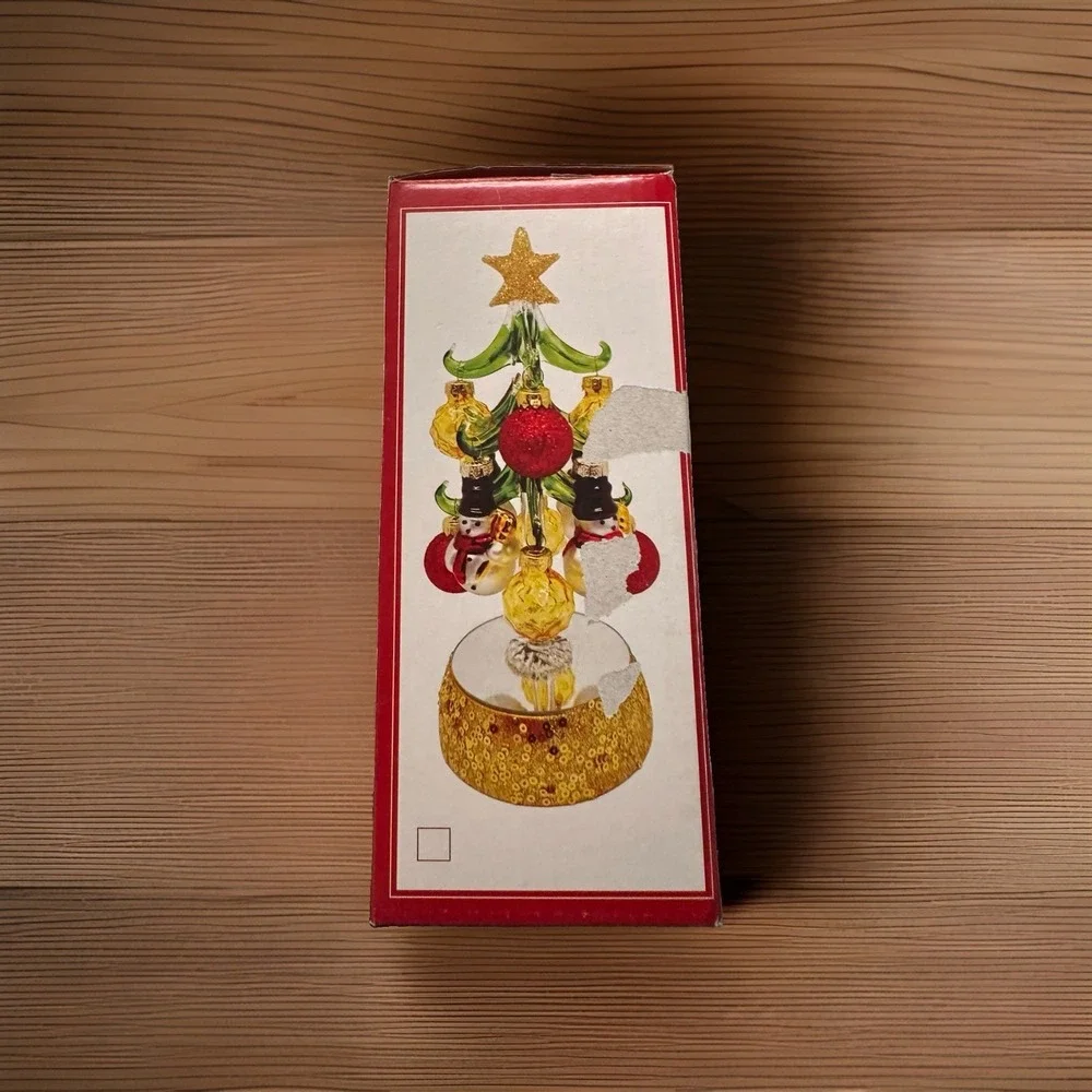 Ganz Light Up Glass Christmas Tree w/ 12 Ornaments NIB LED Holiday Decor 5